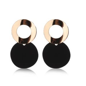 Double Circle Round Long Dangle Earring